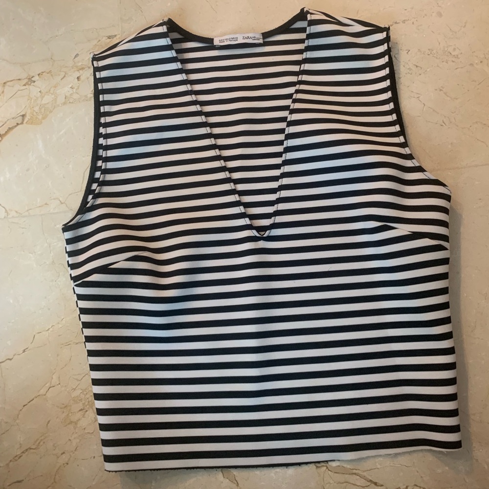 Zara black and white top